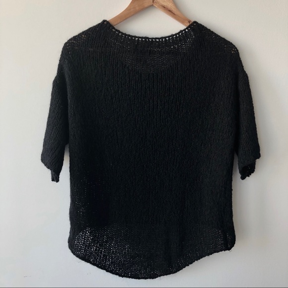 Zara Knit Italian Yarn Black Short Sleeve Sweater - Picture 5 of 5